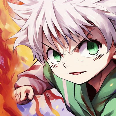 Image For Post | Matching pose of Gon and Killua, simple background with intense expressions. gon and killua hd matching pfp pfp for discord. - [gon and killua matching pfp, aesthetic matching pfp ideas](https://hero.page/pfp/gon-and-killua-matching-pfp-aesthetic-matching-pfp-ideas)