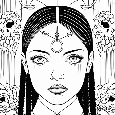 Image For Post Wednesday Addams Bold Line Portrait - Wallpaper