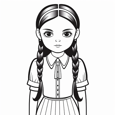 Image For Post Wednesday Addams Classic Pigtails Pose - Wallpaper
