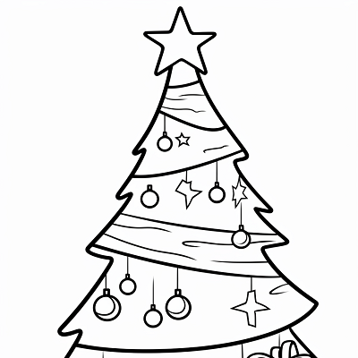 Image For Post | An easy-to-color Christmas tree decorated with a star and surrounded by gift boxes printable coloring page, black and white, free download - [Christmas Tree Coloring Page ](https://hero.page/coloring/christmas-tree-coloring-page-free-printable-art-activities)