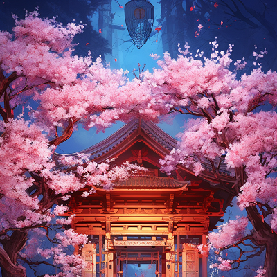 Image For Post Anime Shrine amongst Cherry Blossoms - Wallpaper