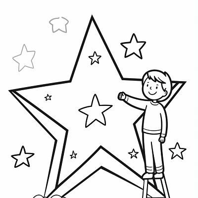 Image For Post Festive Christmas Tree with Star Decorations - Printable Coloring Page