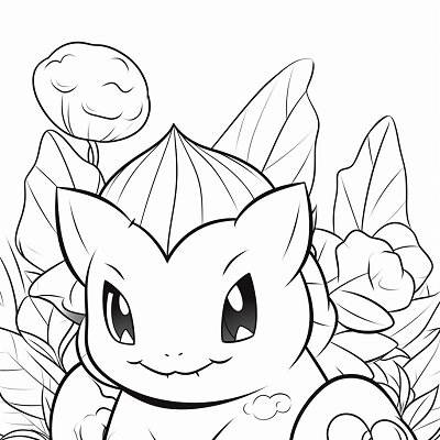 Image For Post | Bulbasaur sleeping, depicted with simplistic forms and lines printable coloring page, black and white, free download - [Pokemon Drawing Sketch Coloring Pages ](https://hero.page/coloring/pokemon-drawing-sketch-coloring-pages-fun-for-adults-and-kids)