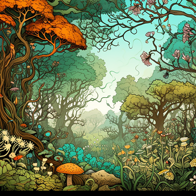 Image For Post Vibrant Nature Sketch Forest Landscape - Wallpaper