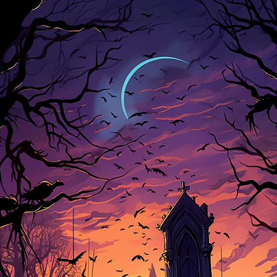 Image For Post Ominous Crows over Graveyard - Wallpaper