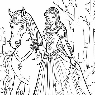 Image For Post | Princess stood alongside a majestic unicorn; intricate detailing on character and animal.printable coloring page, black and white, free download - [Coloring Pages for Girls ](https://hero.page/coloring/coloring-pages-for-girls-printable-art-cute-designs-fun-colors)