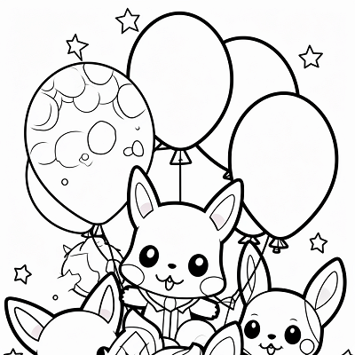 Image For Post Joyful Pikachu and Balloons - Wallpaper