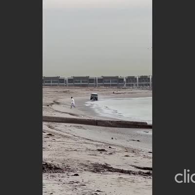 Image For Post Car flips on a beach, Kuwait