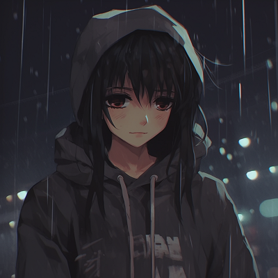 Image For Post | Character standing in the rain, dull tones and visible raindrops. suggestive anime sad pfps - [Anime Sad Pfp Central](https://hero.page/pfp/anime-sad-pfp-central)