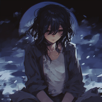 Image For Post | Depressed anime character shedding unseen tears under the moonlight, monochromatic theme. aesthetic depressed pfp images - [Depressed Anime PFP Collection](https://hero.page/pfp/depressed-anime-pfp-collection)