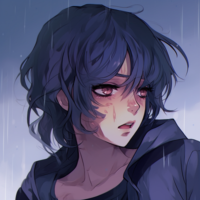 Image For Post | An image featuring a male anime character, filled with rich, dark colors and captivating character detail that portray a gloomy mood. animated depressed anime pfp icons - [Depressed Anime PFP Collection](https://hero.page/pfp/depressed-anime-pfp-collection)