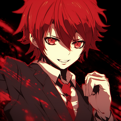Image For Post | Karma Akabane, the prominent student of Class 3-E, drawn in distinctive anime style. red anime pfp for boys - [Red Anime PFP Compilation](https://hero.page/pfp/red-anime-pfp-compilation)