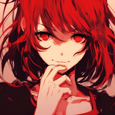 Image For Post | Striking anime girl characterized by her soft features and saturated crimson hair. beautiful red anime girl pfp - [Red Anime PFP Compilation](https://hero.page/pfp/red-anime-pfp-compilation)