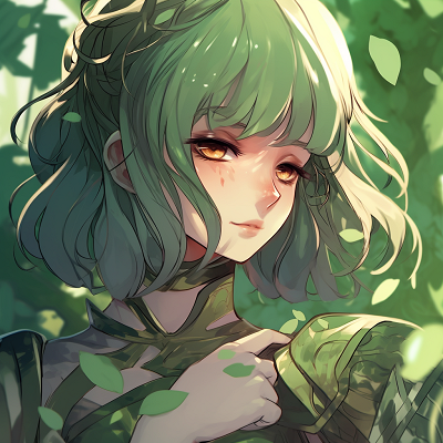 Image For Post | Green eyed anime character featuring tightly focused on facial expressions, with sharp outlines and vivid shades. animated green anime pfp artwork - [Green Anime PFP Universe](https://hero.page/pfp/green-anime-pfp-universe)