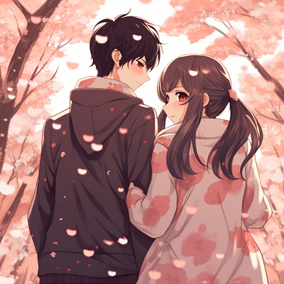 Image For Post | Anime couple under falling cherry blossoms, muted pastel color palette with detailed background. handpicked matching anime pfp for lovebirds - [Boosted Selection of Matching Anime PFP for Couples](https://hero.page/pfp/boosted-selection-of-matching-anime-pfp-for-couples)