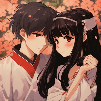 Image For Post | Profile view of Inuyasha and Kagome, fine details in their traditional outfits and bold outlines. ultimate relationship goal: matching anime pfp for lifelong couples - [Boosted Selection of Matching Anime PFP for Couples](https://hero.page/pfp/boosted-selection-of-matching-anime-pfp-for-couples)