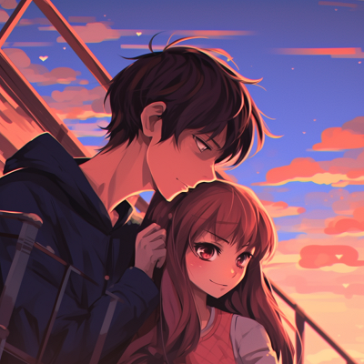 Image For Post | Couple under an umbrella, vibrant colors against a monochromatic background. romantic anime couple pfp - [Anime Couple pfp](https://hero.page/pfp/anime-couple-pfp)