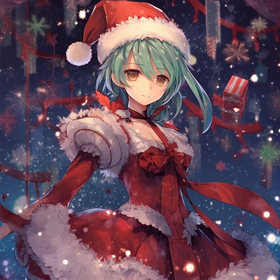Image For Post | Miku Hatsune in a Christmas-themed outfit with detailed line arts and vibrant colors. anime christmas theme pfp - [christmas anime pfp](https://hero.page/pfp/christmas-anime-pfp)