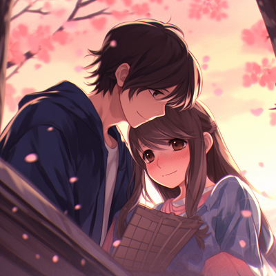 Image For Post | Anime couple sharing a moment under cherry blossom tree, bright and softer tones. adorable anime couple pfp - [Anime Couple pfp](https://hero.page/pfp/anime-couple-pfp)