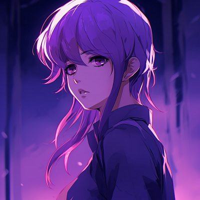 Image For Post | Mysterious purple-haired anime girl staring into the distance, strong outlines and vibrant colors. high-rated purple anime pfps - [Expert Purple Anime PFP](https://hero.page/pfp/expert-purple-anime-pfp)