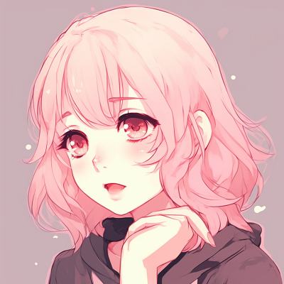 Image For Post | Close-up of an anime girl with vibrant pink hair, highlighting her rosy cheeks and bright eyes. cute pink anime pfps for girls - [Pink Anime PFP](https://hero.page/pfp/pink-anime-pfp)