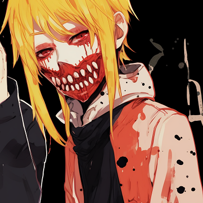 Image For Post | Two characters, one grotesque and one elegant, contrasting styles with bold colors. chainsaw man coordinated pfp pfp for discord. - [chainsaw man matching pfp, aesthetic matching pfp ideas](https://hero.page/pfp/chainsaw-man-matching-pfp-aesthetic-matching-pfp-ideas)