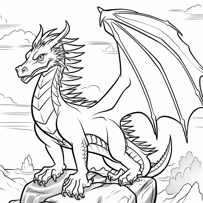 Image For Post Noble Beast Cliff side Dragon - Printable Coloring Page