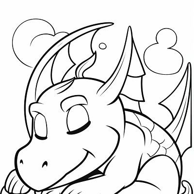 Image For Post | Sleeping cartoon dragon; simple lines and laid-back shapes.printable coloring page, black and white, free download - [Dragon Coloring Page ](https://hero.page/coloring/dragon-coloring-page-printable-and-creative-designs)