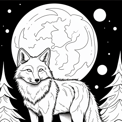 Image For Post | A fox placed on a starry backdrop; constellation style design with bold outlines.printable coloring page, black and white, free download - [Fox Coloring Pages ](https://hero.page/coloring/fox-coloring-pages-artistic-printable-and-fun-designs)