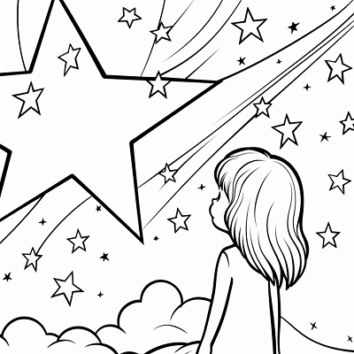 Image For Post Starry Night with a Dreamer Girl - Printable Coloring Page