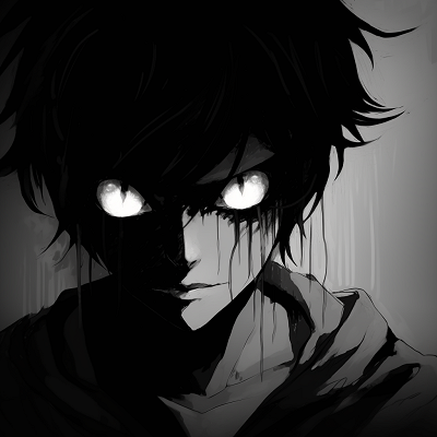 Image For Post | A close-up of the character's darkened eyes, blending beautifully with the gothic aesthetic. scary anime pfp with aesthetic touch pfp for discord. - [Scary Anime PFP Collection](https://hero.page/pfp/scary-anime-pfp-collection)