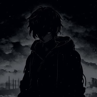 Image For Post | Close-up of an anime character set in a dark night, featuring sharp contrasts between light and shadow. anthology of anime pfp dark aesthetic pfp for discord. - [anime pfp dark aesthetic Collection](https://hero.page/pfp/anime-pfp-dark-aesthetic-collection)