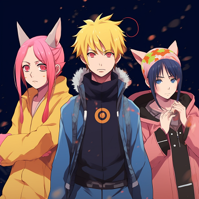 Image For Post | Naruto, Sasuke, and Sakura in identical poses, bright colors and detailed costumes. matching anime trio pfp pfp for discord. - [Anime Trio PFP](https://hero.page/pfp/anime-trio-pfp)