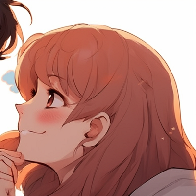 Image For Post | Two characters, soft shoujo style art, leaning towards each other. unique matching pfp couple styles pfp for discord. - [matching pfp couple, aesthetic matching pfp ideas](https://hero.page/pfp/matching-pfp-couple-aesthetic-matching-pfp-ideas)