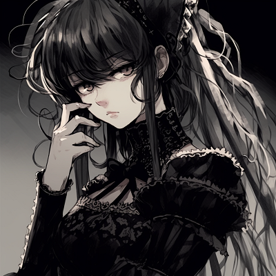 Image For Post | Portrait of a mysterious anime girl, monochrome color palette with captivating eyes. dark aesthetic girl manga anime pfp pfp for discord. - [Manga Anime PFP](https://hero.page/pfp/manga-anime-pfp)