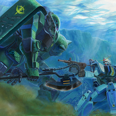 Image For Post RX-79[G] Gundam Ground Type vs MS-06JC Zaku II Ground Type underwater battle