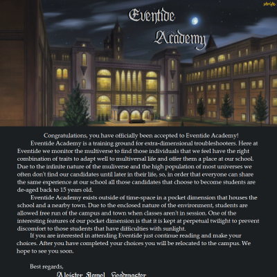 Image For Post Eventide Academy cyoa by strifejohnson
