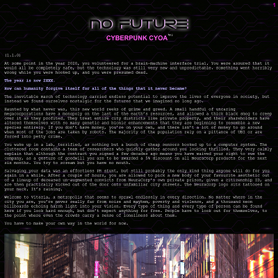 Image For Post NO FUTURE v1.1 - Cyberpunk CYOA