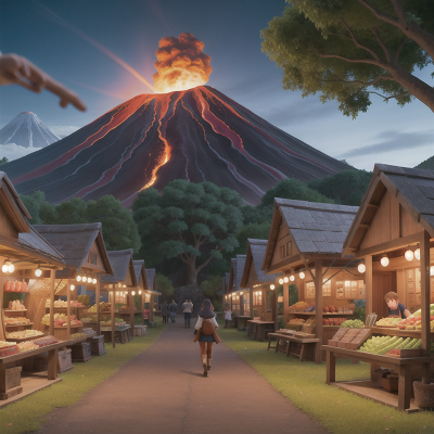 Image For Post Anime, betrayal, village, market, enchanted forest, volcano, HD, 4K, AI Generated Art