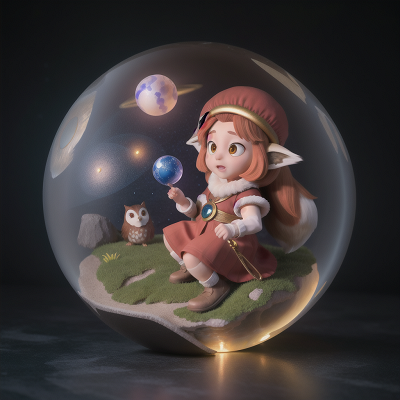 Image For Post Anime, owl, space, crystal ball, dwarf, fox, HD, 4K, AI Generated Art
