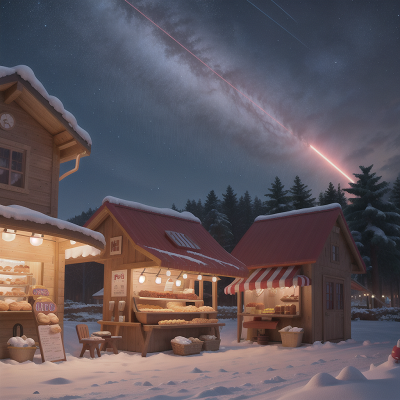 Image For Post Anime, thunder, meteor shower, bakery, sled, hot dog stand, HD, 4K, AI Generated Art