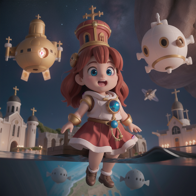 Image For Post Anime, ocean, dwarf, cathedral, princess, space station, HD, 4K, AI Generated Art