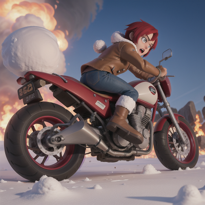 Image For Post Anime, snow, scientist, island, anger, motorcycle, HD, 4K, AI Generated Art