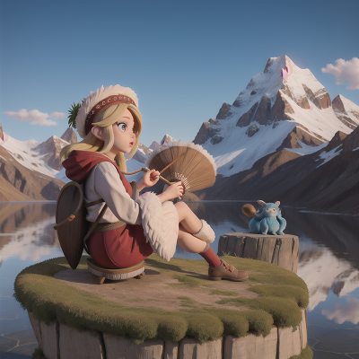 Image For Post Anime, yeti, mountains, drought, harp, drum, HD, 4K, AI Generated Art