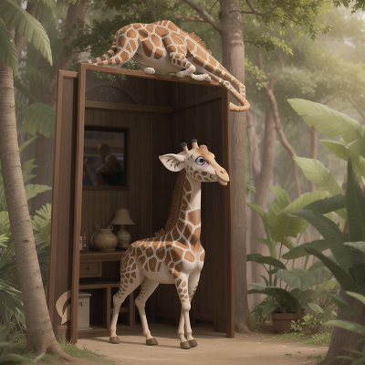 Image For Post Anime, teleportation device, enchanted mirror, jungle, giraffe, police officer, HD, 4K, AI Generated Art