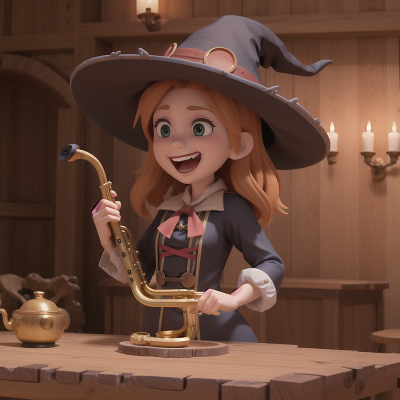 Image For Post Anime, witch's cauldron, king, wild west town, laughter, saxophone, HD, 4K, AI Generated Art
