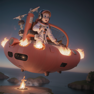 Image For Post Anime, fire, hovercraft, map, astronaut, demon, HD, 4K, AI Generated Art