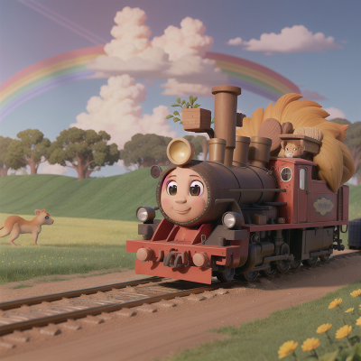 Image For Post Anime, kangaroo, train, rainbow, lion, farmer, HD, 4K, AI Generated Art