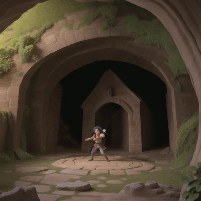 Image For Post Anime, cave, singing, fighting, hidden trapdoor, castle, HD, 4K, AI Generated Art