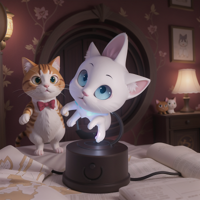 Image For Post Anime, cat, lamp, ghost, ghostly apparition, map, HD, 4K, AI Generated Art